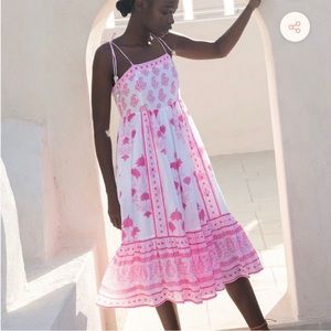 NEW Oliphant Jaipur Pink Tie Strap Midi Dress size M